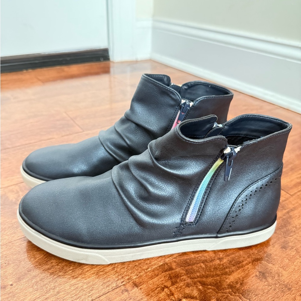 LAND’S END NAVY BLUE Ankle Boots with Side Zipper US 7M